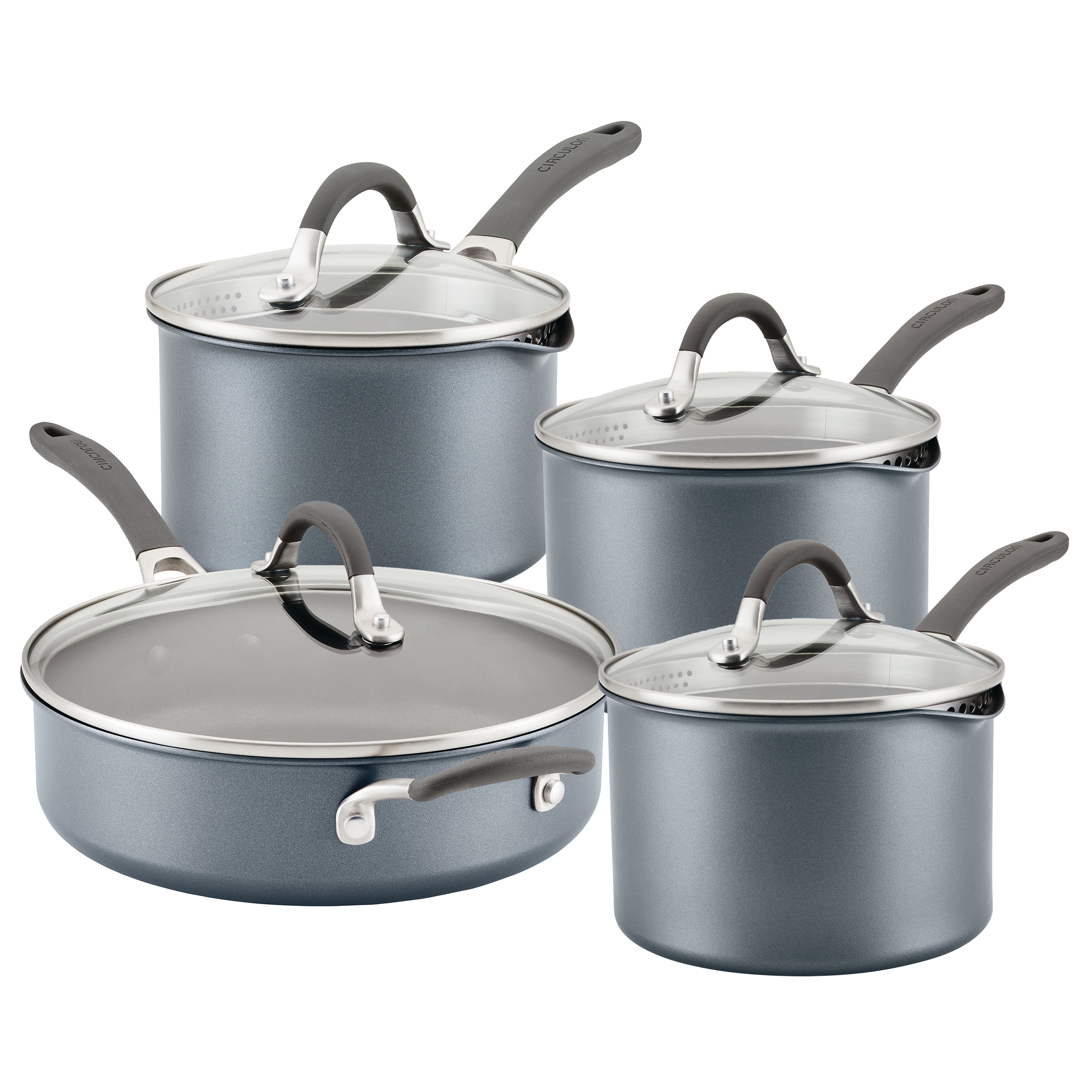 ScratchDefense Extreme Non-Stick Sauté Pan & Straining Saucepans & Lids - 4 Pieces