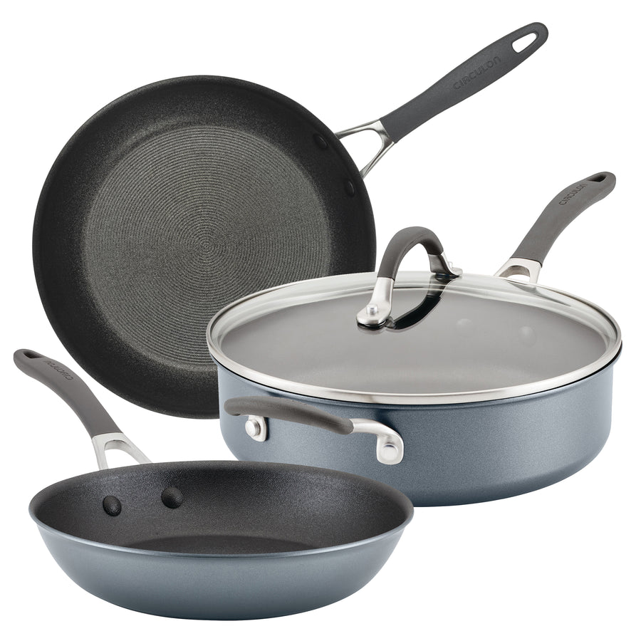 ScratchDefense Extreme Non-Stick Frying Pans & Sauté Pan - 3 Pieces