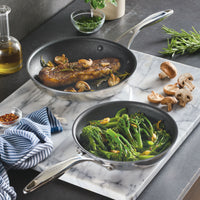 ScratchDefense Multi-Layer Stainless Steel Extreme Non-Stick Induction Frying Twin Set - Small & Medium