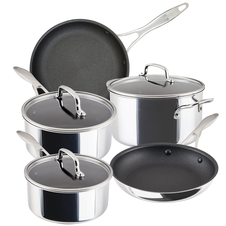 ScratchDefense Multi-Layer Stainless Steel Extreme Non-Stick Frying Pan, Saucepan & Stockpot Pan Set - 5 Pieces