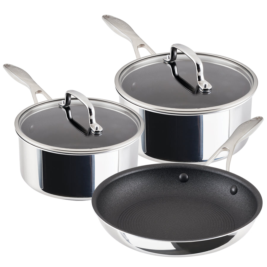 ScratchDefense Multi-Layer Stainless Steel Extreme Non-Stick Saucepan & Frying Pan Set - 3 Pieces