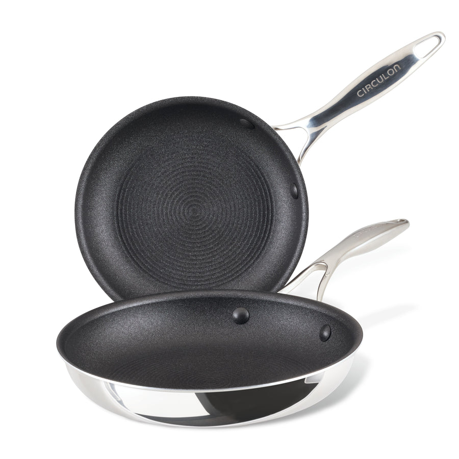 ScratchDefense Multi-Layer Stainless Steel Extreme Non-Stick Induction Frying Twin Set - Small & Medium