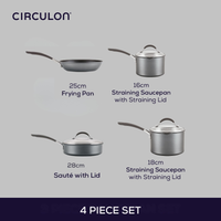 ScratchDefense Extreme Non-Stick Sauté Pan, Frying Pan & Straining Saucepans & Lids - 4 Pieces